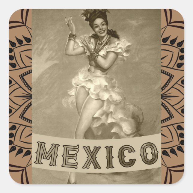 Pegatina Cuadrada MÉXICO Arte Vintage - Viajes - Viajes - (Anverso)
