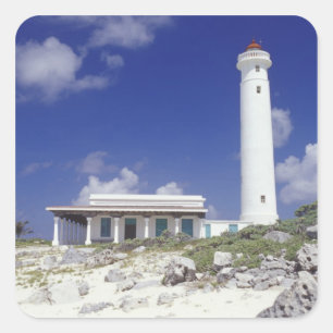 Pegatina Cuadrada México, Cozumel. Faro de Punta Sur Celarain.