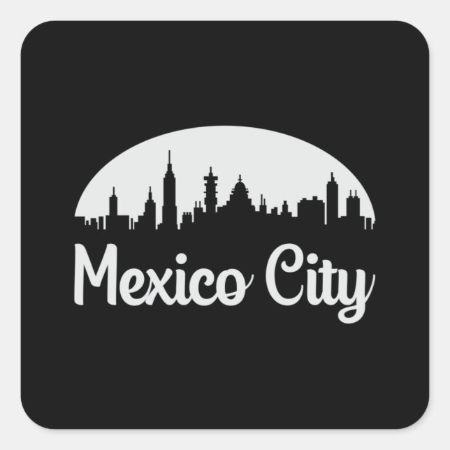 Pegatina Cuadrada México D.F. Catálogo de la ciudad de México Skylin (Anverso)