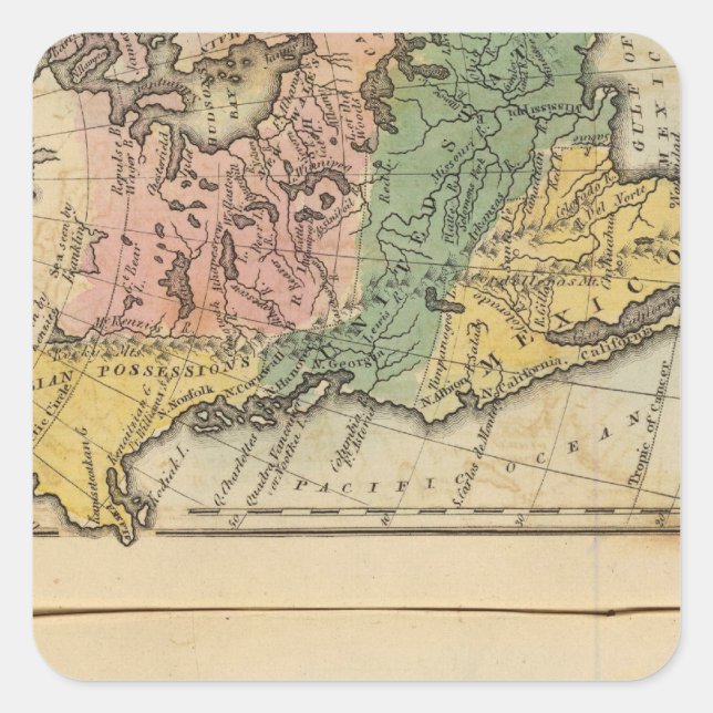 Pegatina Cuadrada México, Guatemala, IEM, Norteamérica (Anverso)