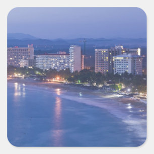 Pegatina Cuadrada México, Guerrero, Ixtapa. Hoteles Ixtapa a lo lar