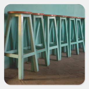 Pegatina Cuadrada México, Oaxaca, Green Bar Stools pared