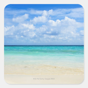 Pegatina Cuadrada México, Playa Del Carmen, playa tropical
