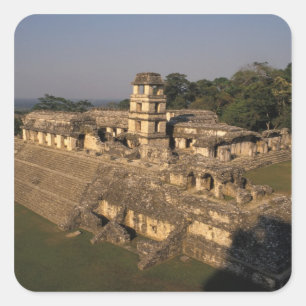 Pegatina Cuadrada México, provincia de Chiapas, Palenque, El Palacio