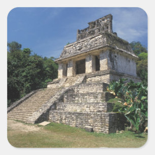 Pegatina Cuadrada México, provincia de Chiapas, Palenque. Templo del