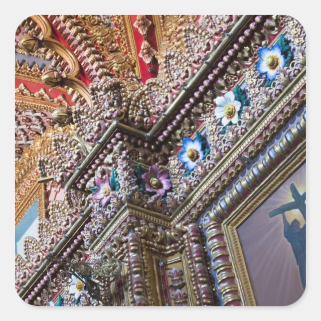 Pegatina Cuadrada México, Querétaro. Detalle dentro de católico orna (Anverso)