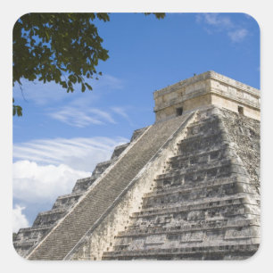 Pegatina Cuadrada México, Quintana Roo, cerca de Cancún, Chichén