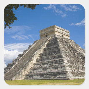 Pegatina Cuadrada México, Quintana Roo, cerca de Cancún, Chichén 