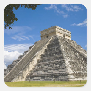 Pegatina Cuadrada México, Quintana Roo, cerca de Cancún, Chichén 