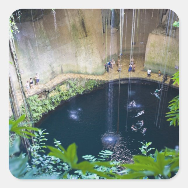 Pegatina Cuadrada México, Quintana Roo, cerca de Chichen Itza, (Anverso)