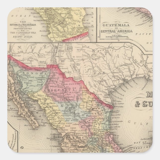 Pegatina Cuadrada México y Guatemala 4 (Anverso)