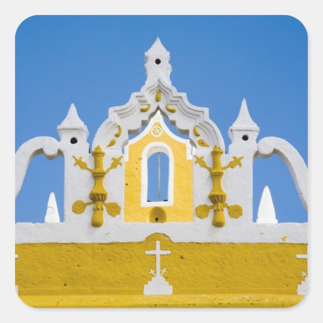 Pegatina Cuadrada México, Yucatán, Izamal. Convento franciscano 3 (Anverso)