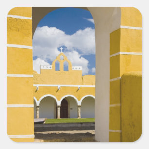Pegatina Cuadrada México, Yucatán, Izamal. El Convento Franciscano 2