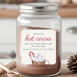 Pegatina Cuadrada Mezcla de cacao caliente casera para regalo de Nav
