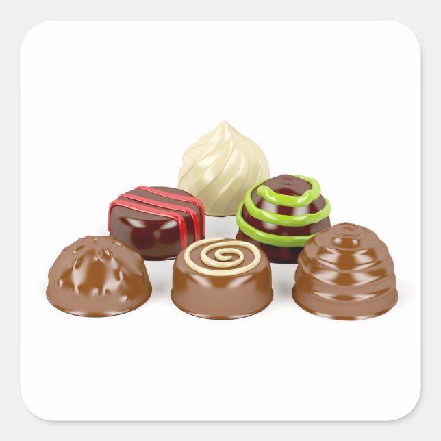 Pegatina Cuadrada Mezcla de caramelos de chocolate (Anverso)