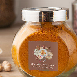 Pegatina Cuadrada Mezcla personalizada de especias de calabaza Favor