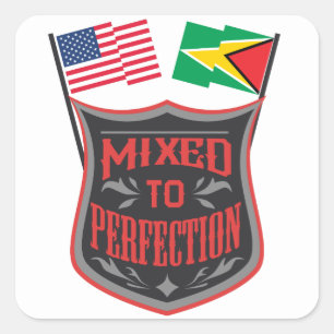 Pegatina Cuadrada Mezclado Con Perfección Guyana Orgullo De Bandera