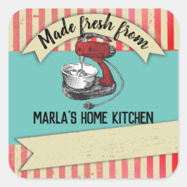 Pegatina Cuadrada Mezclador de vintage de la cocina de personalizado