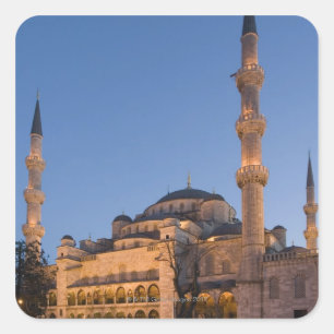 Pegatina Cuadrada Mezquita azul, área de Sultanhamet, Estambul,