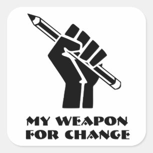 Pegatina Cuadrada Mi arma para el cambio