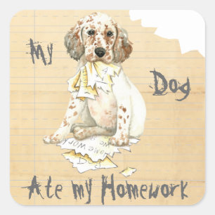 Pegatina Cuadrada Mi asiento de inglés comió mi hogar