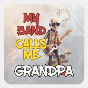 Pegatina Cuadrada Mi banda me llama abuelo - Diseño del Día del Padr