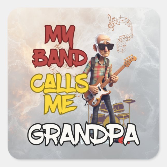 Pegatina Cuadrada Mi banda me llama abuelo - Diseño del Día del Padr (Anverso)