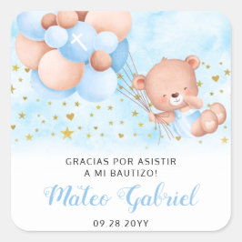 Pegatina Cuadrada Mi bautizo bautizo español bautizo recuerdos para