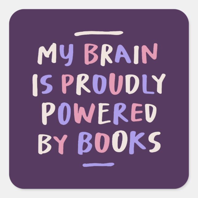 Pegatina Cuadrada Mi cerebro en libros: Feliz agradecimiento (Anverso)