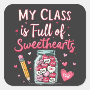 Pegatina Cuadrada Mi clase está llena de artes suecas Valentina
