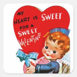 Pegatina Cuadrada Mi corazón es dulce para un dulce San Valentín com