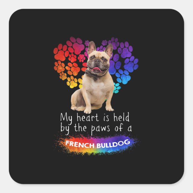 Pegatina Cuadrada Mi Corazón Está Sostenido Por Las Patas De Un Bull (Anverso)