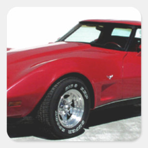 Pegatina Cuadrada Mi Corvette rojo de 1979