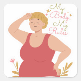 Pegatina Cuadrada Mi cuerpo mis reglas