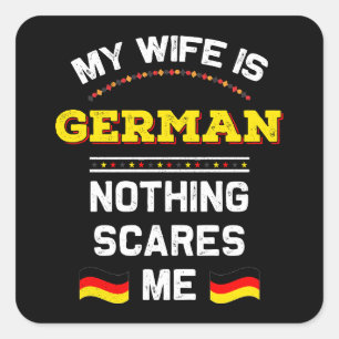 Pegatina Cuadrada Mi esposa es Alemania Alemania Alemania Roots