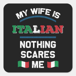 Pegatina Cuadrada Mi esposa es italiana república italiana raíces it