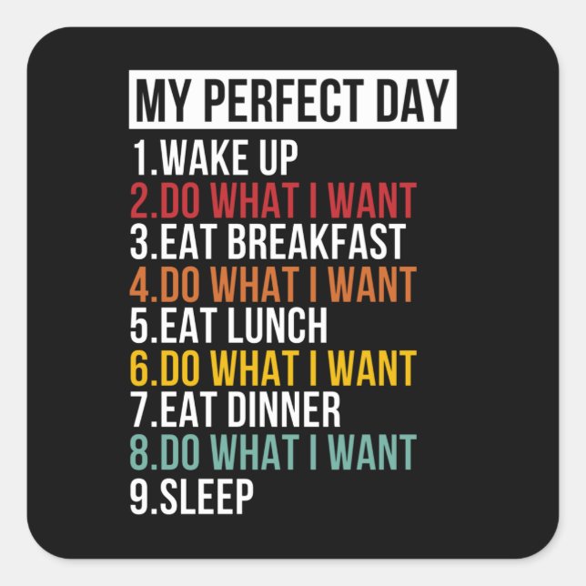 Pegatina Cuadrada Mi Fiesta de retiro por día perfecto (Anverso)