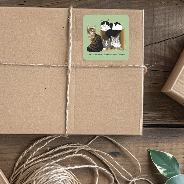 Pegatina Cuadrada Mi gato tiene gatos (Subido por el creador)
