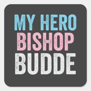 Pegatina Cuadrada Mi hermano Obispo Trans LGBT Trump tiene piedad