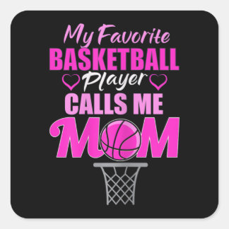 Pegatina Cuadrada Mi jugador favorito de baloncesto me llama mamá