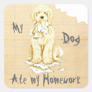 Pegatina Cuadrada Mi Komondor comió mi casa