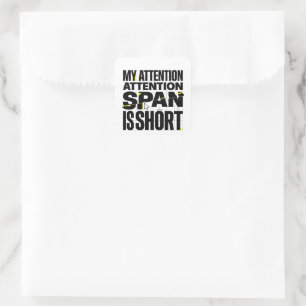 Pegatina Cuadrada Mi lapso de atención es corto Brutalist Cita diver