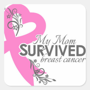 Pegatina Cuadrada Mi mamá sobrevivió al cáncer de pecho