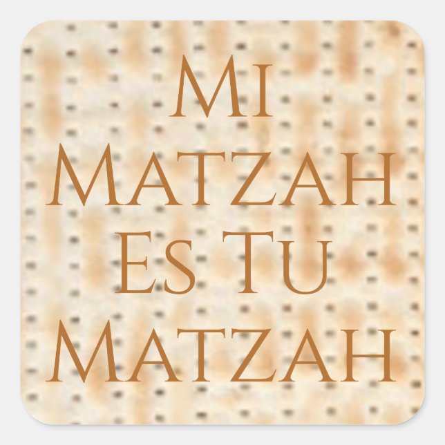 Pegatina Cuadrada Mi Matzah es tu matzah (Anverso)