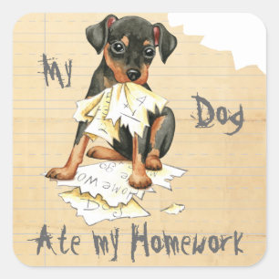 Pegatina Cuadrada Mi Min Pin Ate My Homework