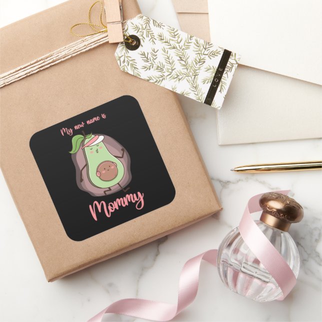 Pegatina Cuadrada Mi Nuevo Nombre Es Mamá (Regalar)