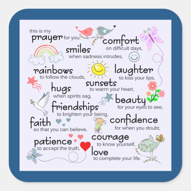 Pegatina Cuadrada Mi Oración Por Ti | Azul clásico (Anverso)