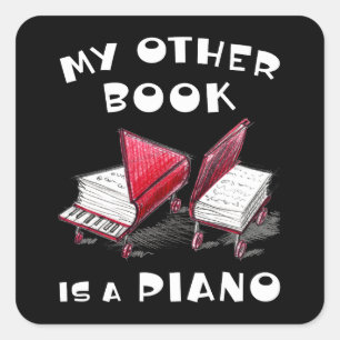 Pegatina Cuadrada 🎵 MI OTRO LIBRO ES UN PIANO - TEMÁTICO musical