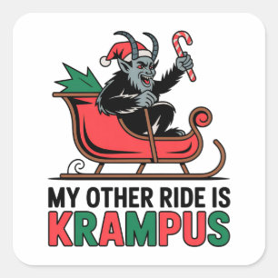 Pegatina Cuadrada Mi otro vehículo es el trineo de Krampus Krampus