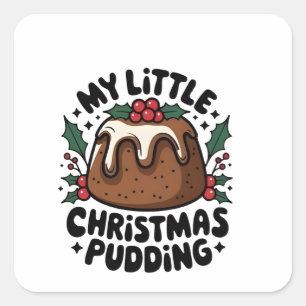 Pegatina Cuadrada Mi pequeño pudín de Navidad Embarazo